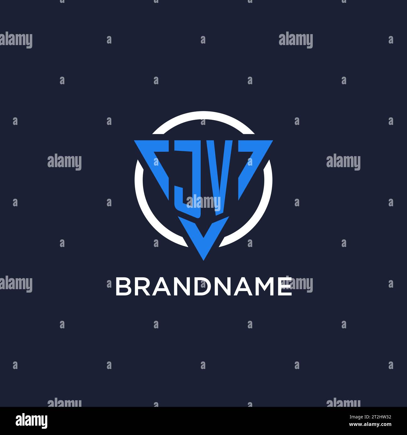 JV monogram logo with triangle shape and circle design vector Stock Vector