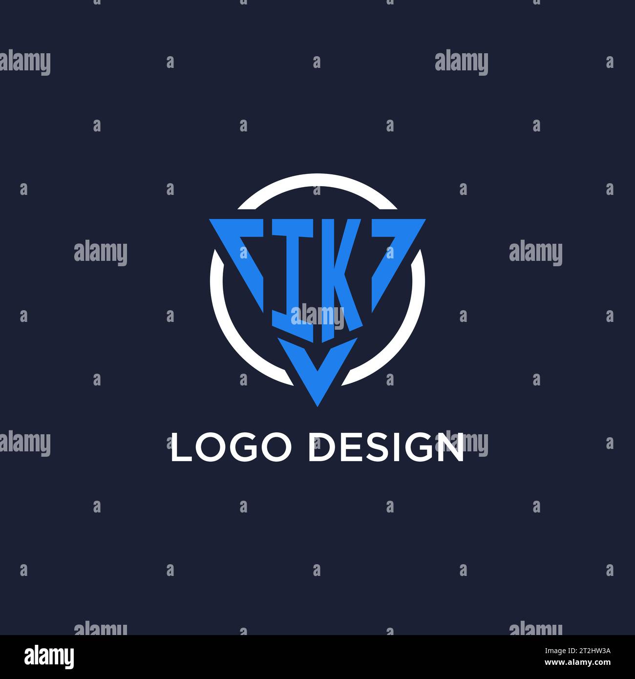 IK monogram logo with triangle shape and circle design vector Stock Vector