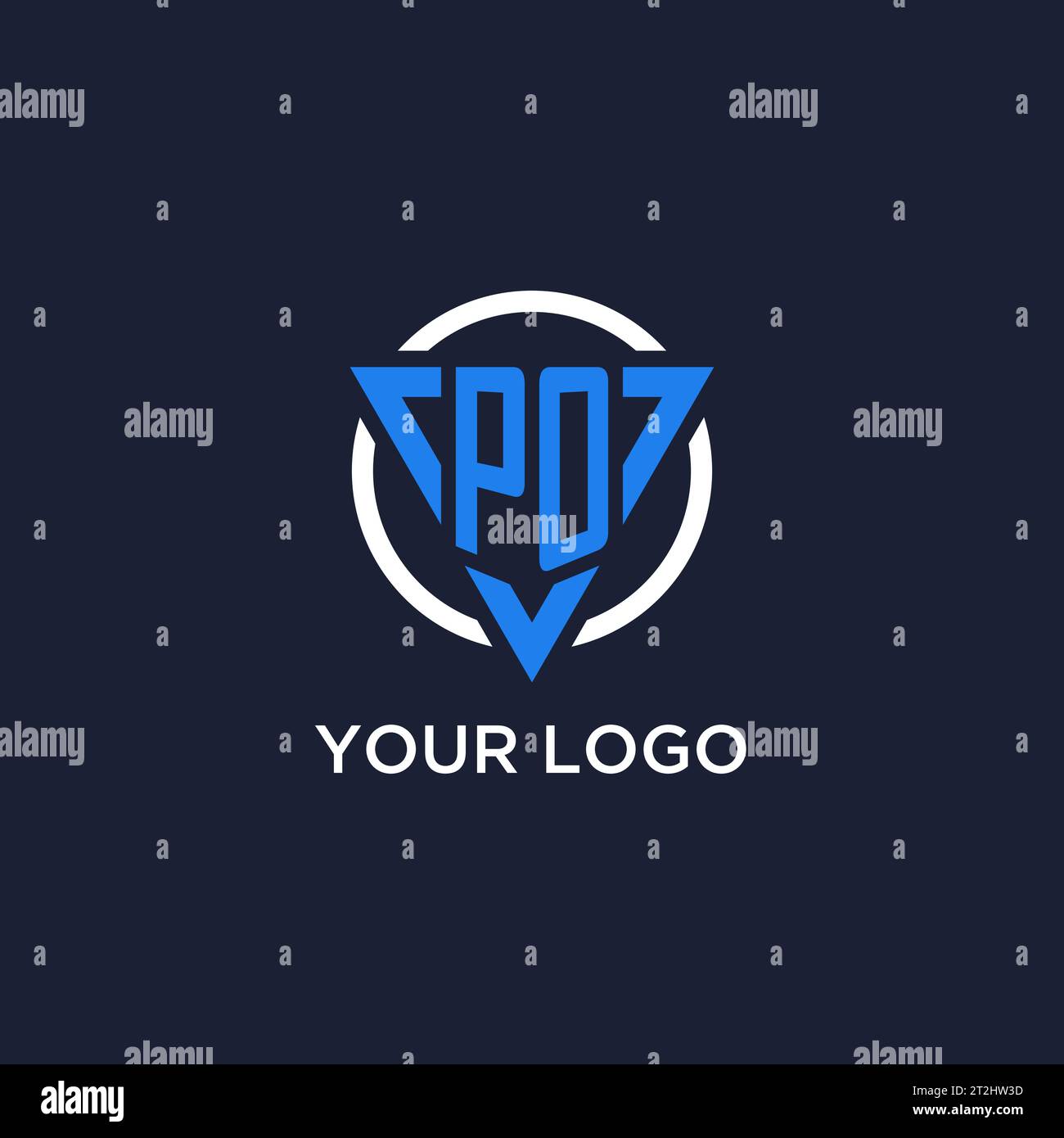PO monogram logo with triangle shape and circle design vector Stock Vector