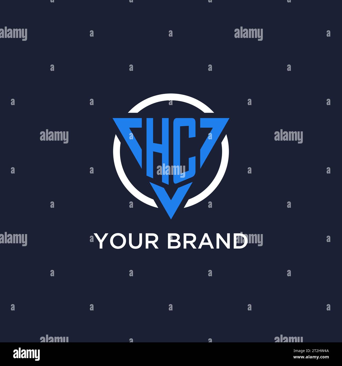 HC monogram logo with triangle shape and circle design vector Stock Vector