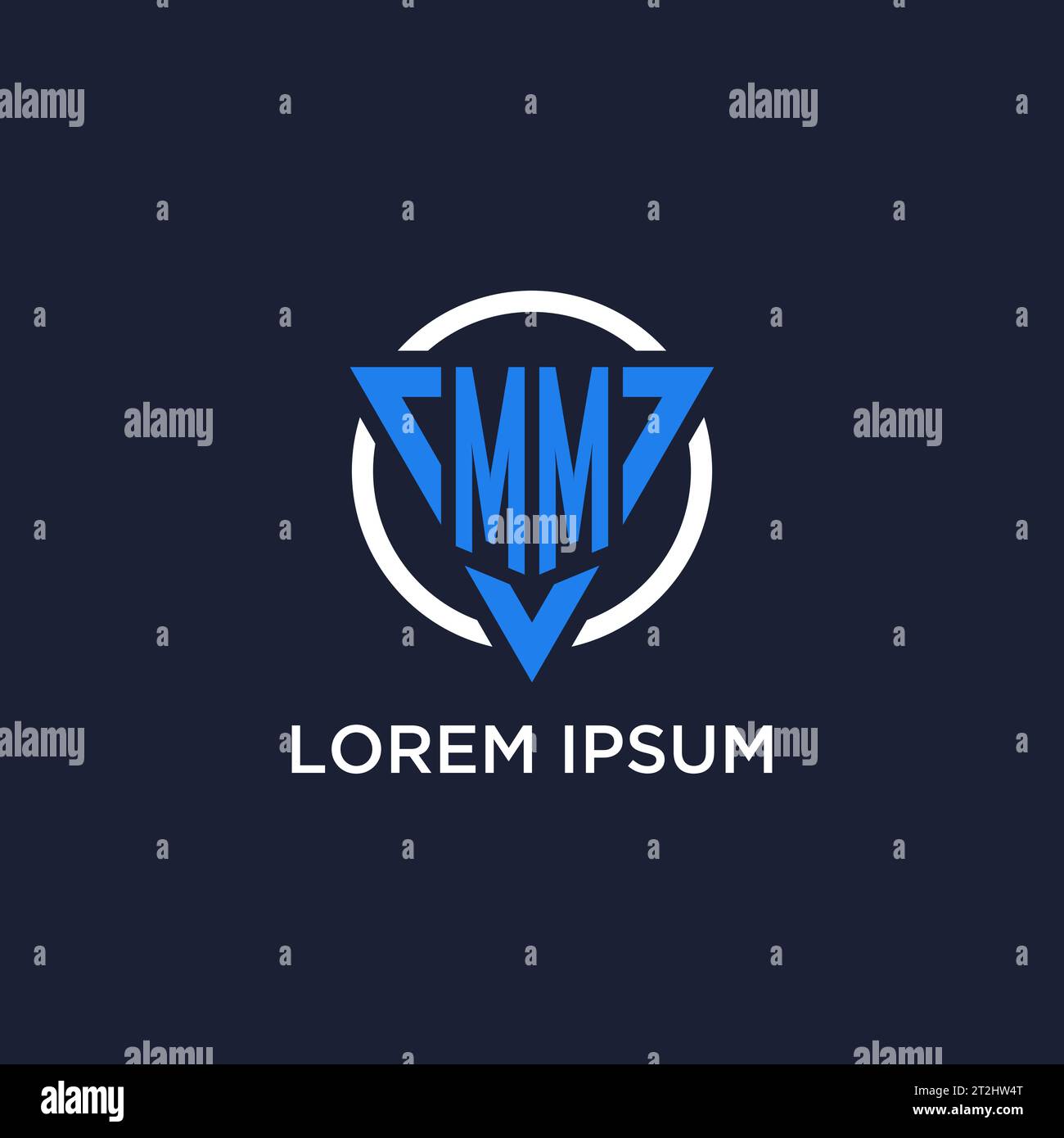 MM monogram logo with triangle shape and circle design vector Stock Vector