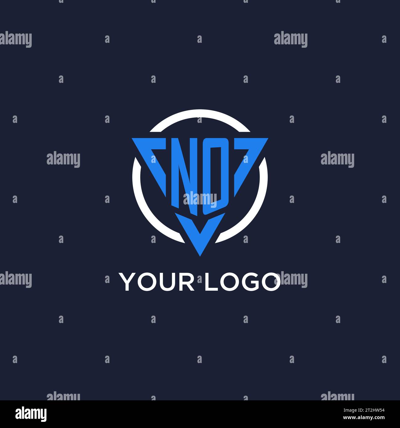 NO monogram logo with triangle shape and circle design vector Stock Vector