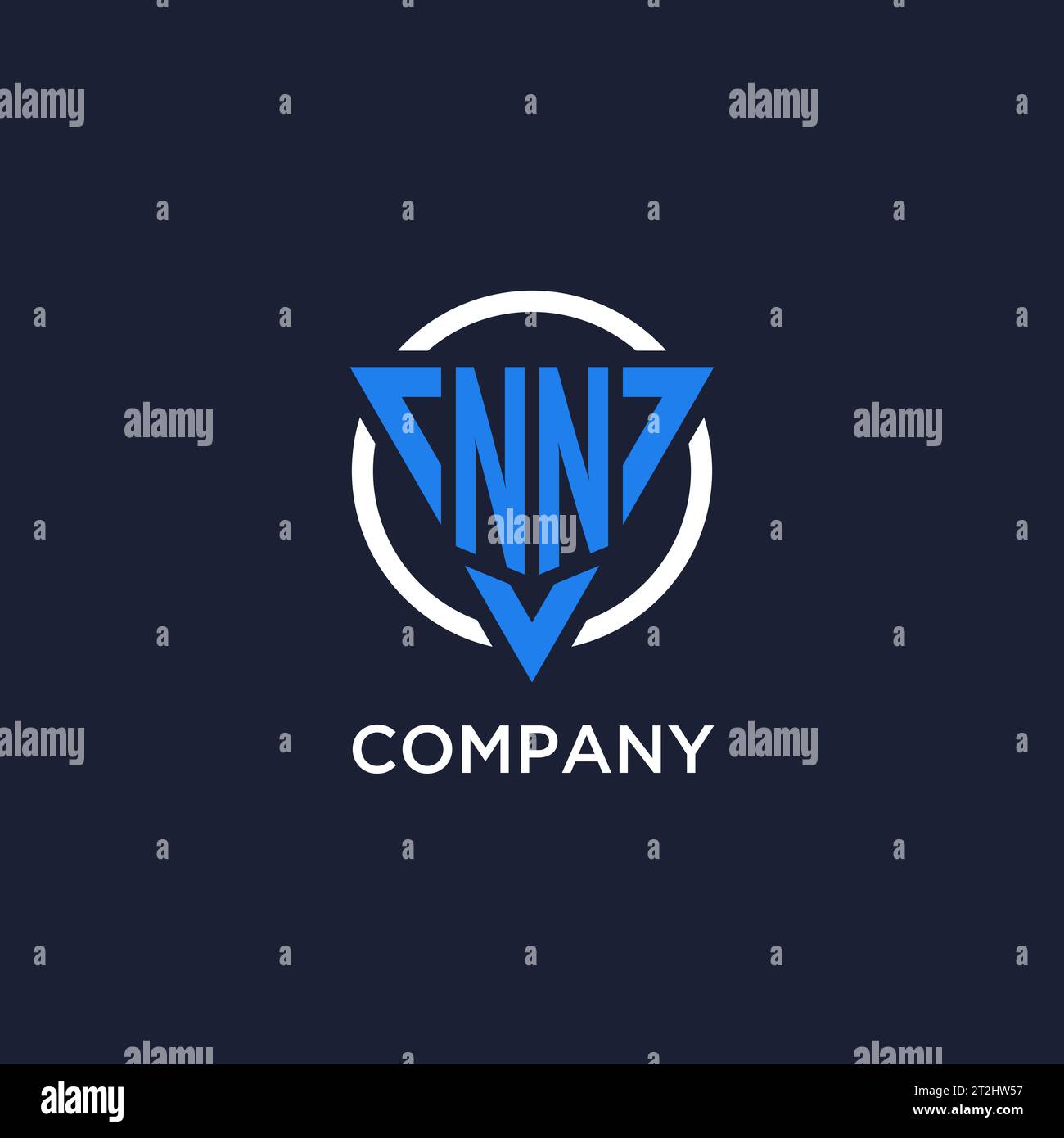 NN monogram logo with triangle shape and circle design vector Stock Vector