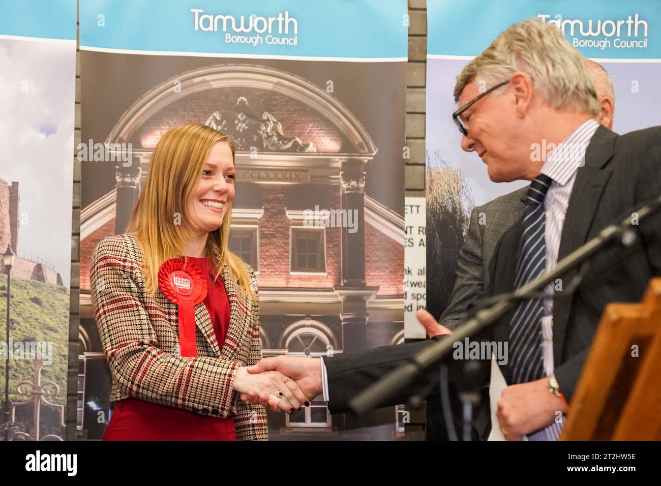 Sarah Edwards of Labour is declared the Member of Parliament for Tamworth following Thursday's by-election. Picture date: Friday October 20, 2023. Stock Photo