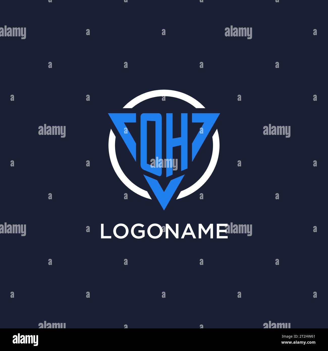 OH monogram logo with triangle shape and circle design vector Stock Vector