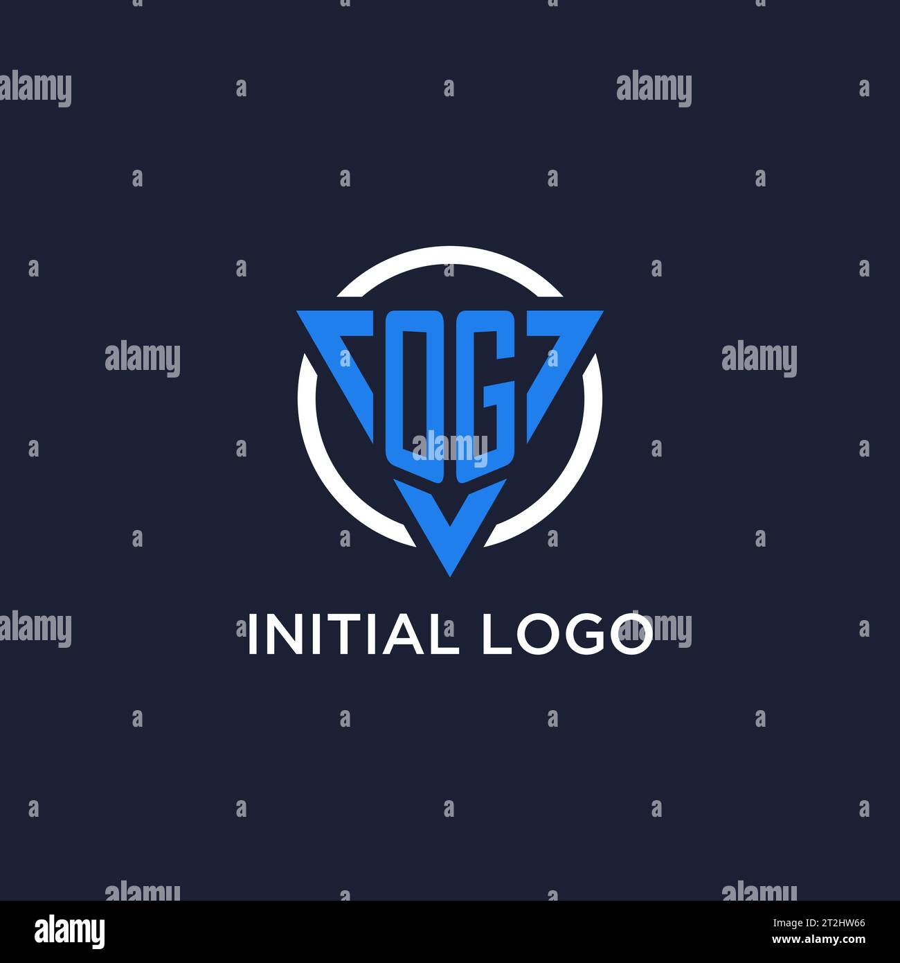 OG monogram logo with triangle shape and circle design vector Stock Vector