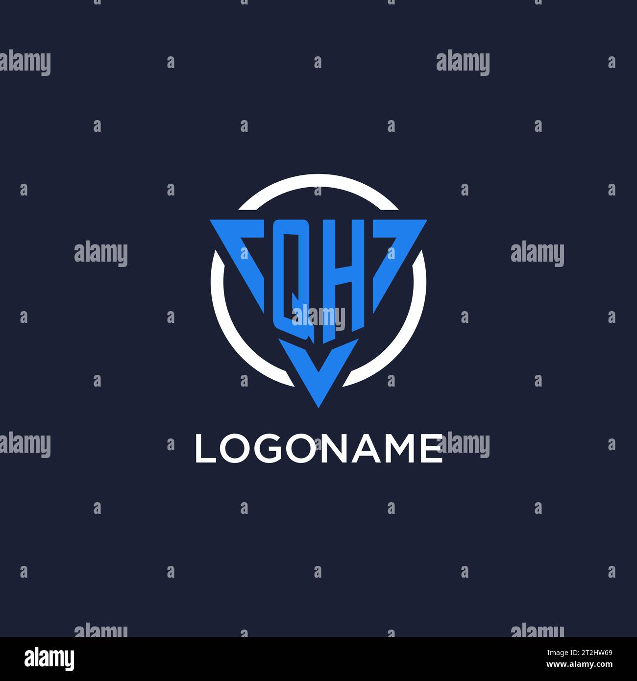 QH monogram logo with triangle shape and circle design vector Stock Vector