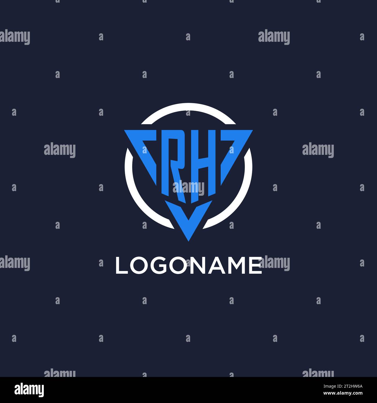 RH monogram logo with triangle shape and circle design vector Stock Vector