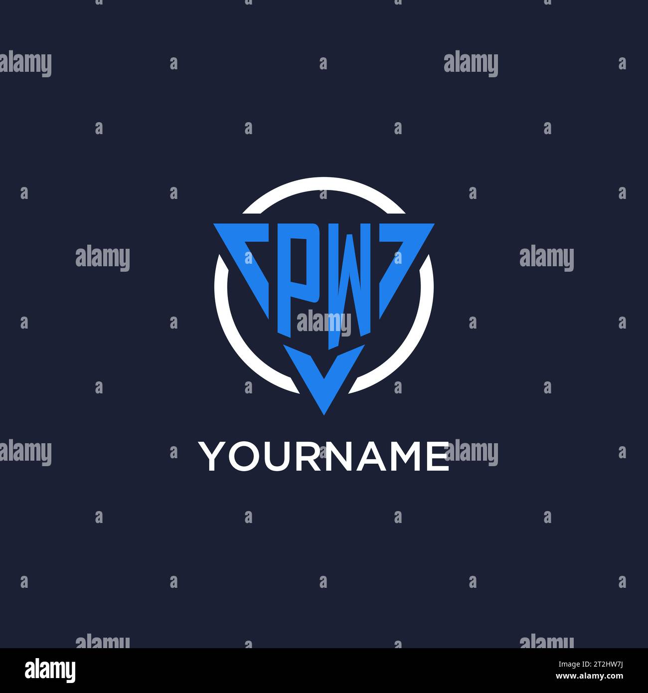PW monogram logo with triangle shape and circle design vector Stock Vector