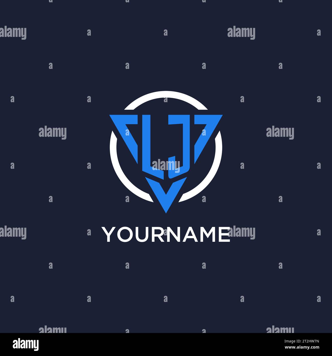 LJ monogram logo with triangle shape and circle design vector Stock Vector