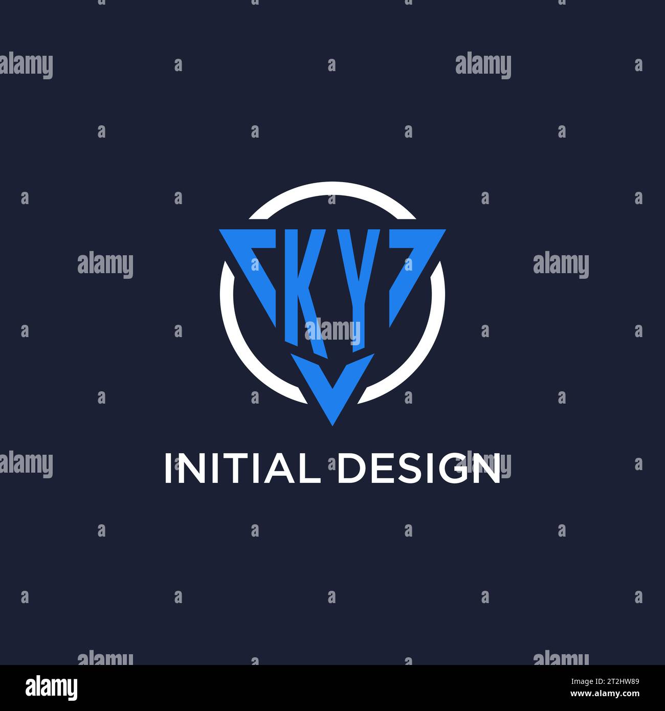 KY monogram logo with triangle shape and circle design vector Stock Vector