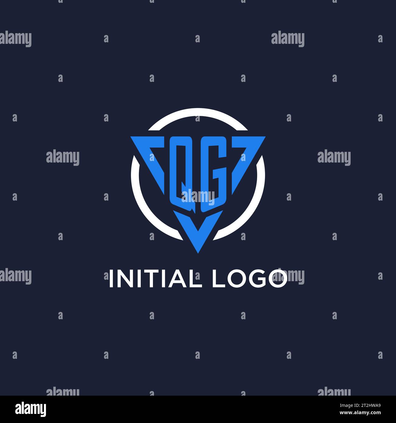QG monogram logo with triangle shape and circle design vector Stock Vector