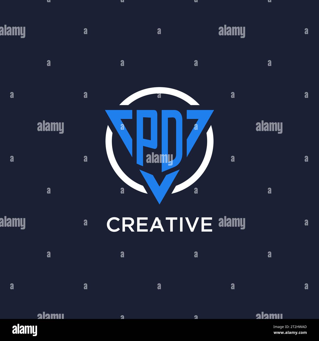 PD monogram logo with triangle shape and circle design vector Stock Vector