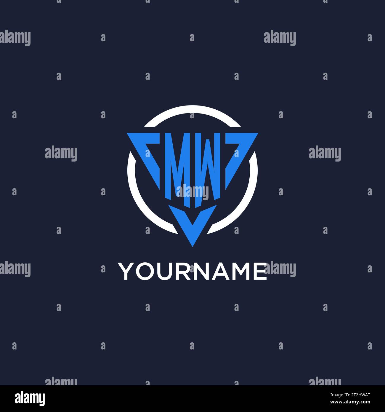 MW monogram logo with triangle shape and circle design vector Stock Vector