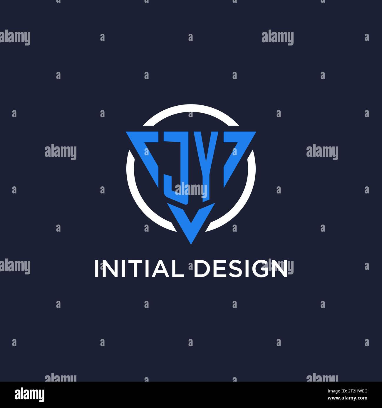 JY monogram logo with triangle shape and circle design vector Stock Vector