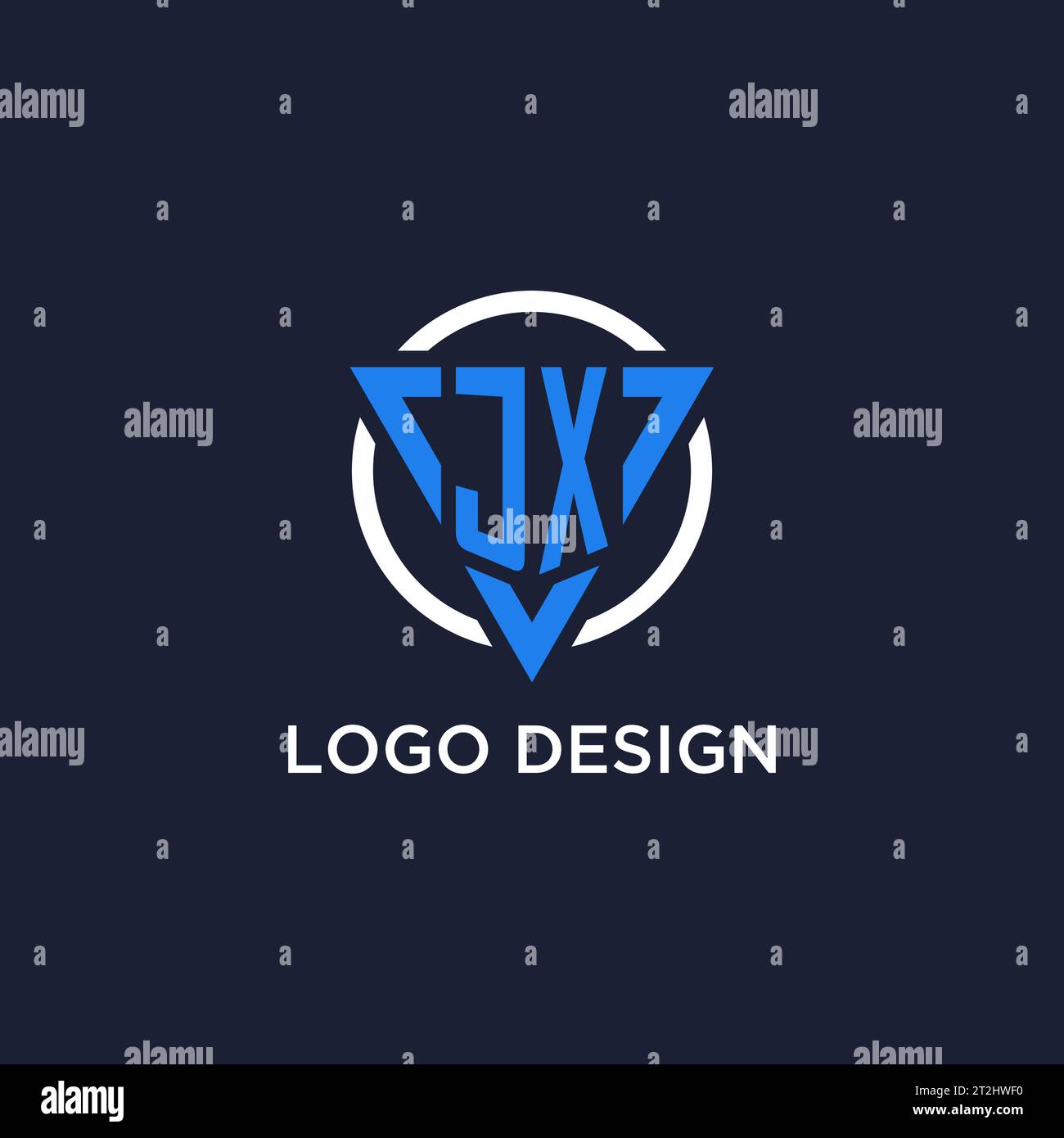 JX monogram logo with triangle shape and circle design vector Stock Vector