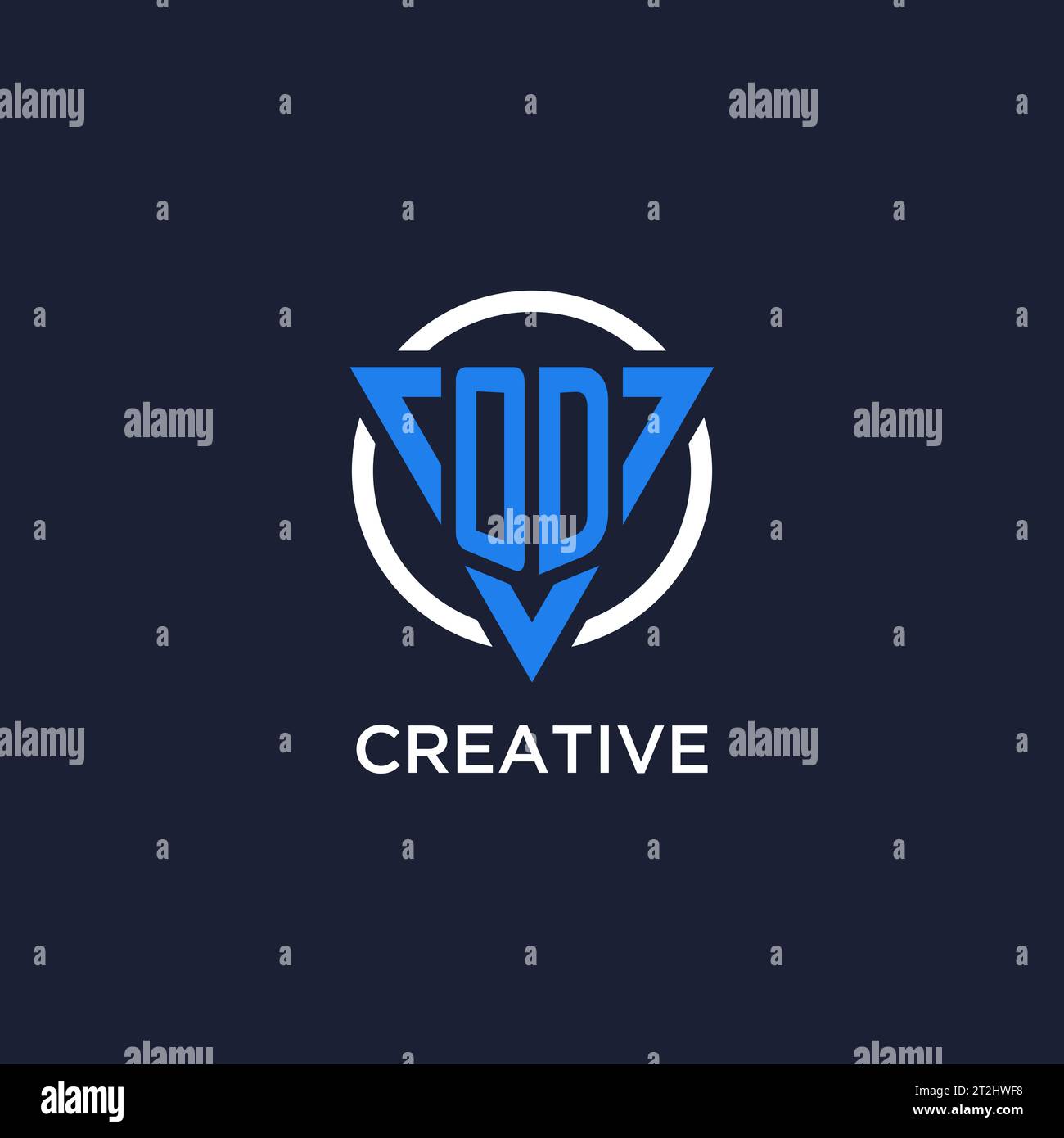OD monogram logo with triangle shape and circle design vector Stock Vector
