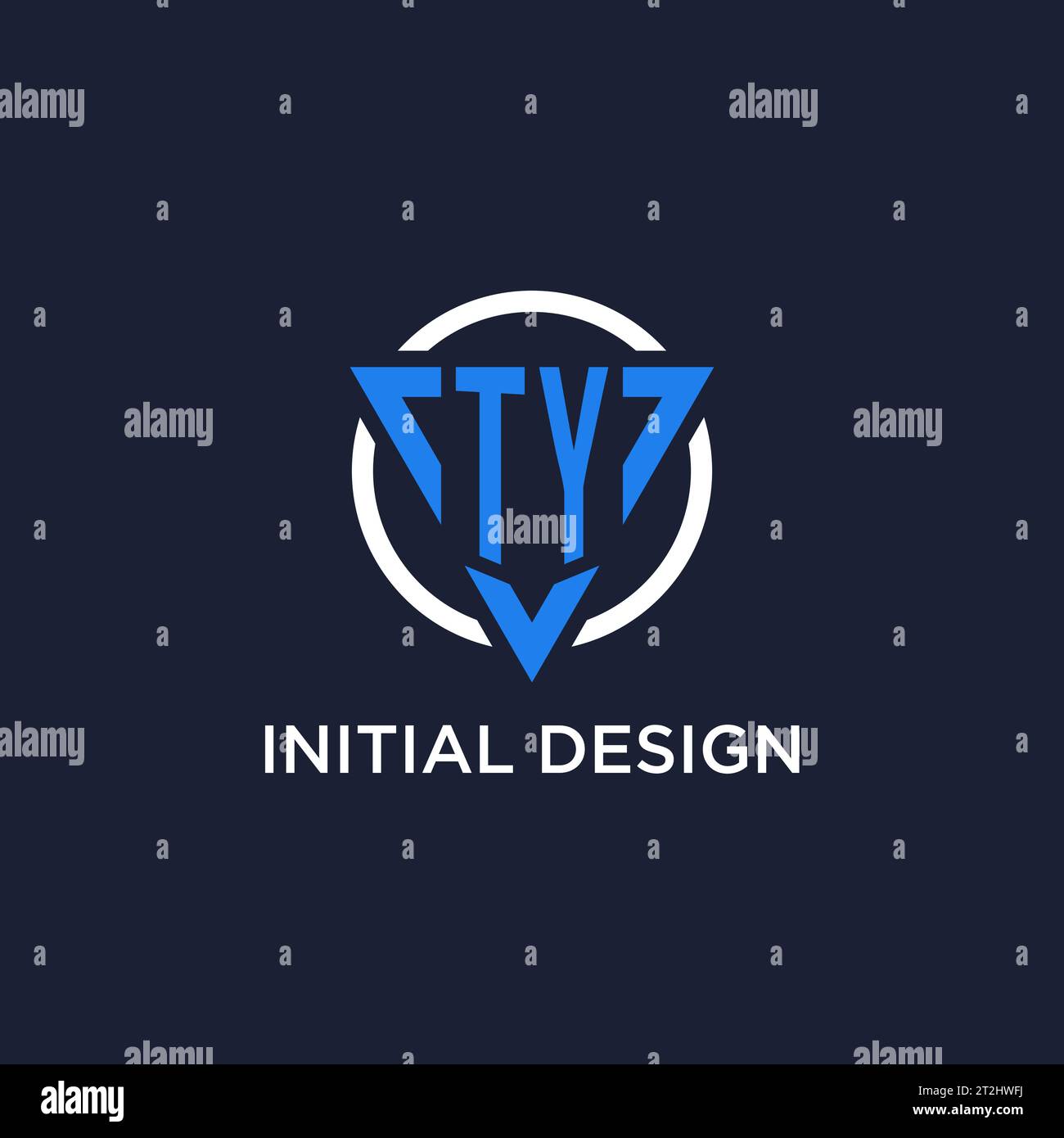TY monogram logo with triangle shape and circle design vector Stock Vector