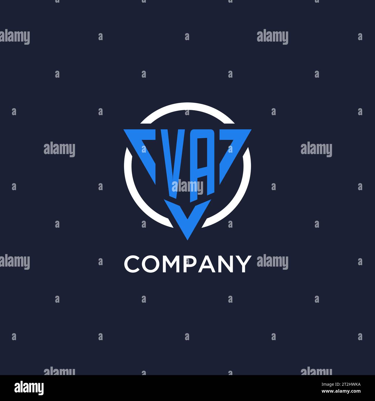 VA monogram logo with triangle shape and circle design vector Stock Vector