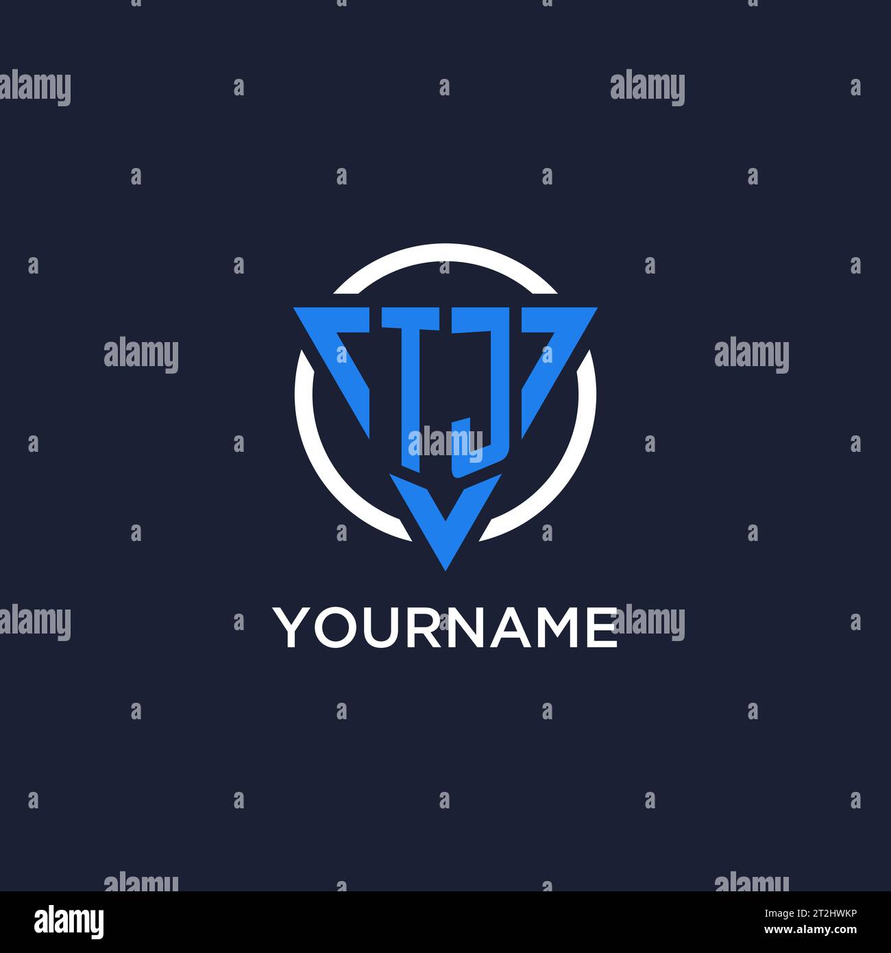 TJ monogram logo with triangle shape and circle design vector Stock Vector