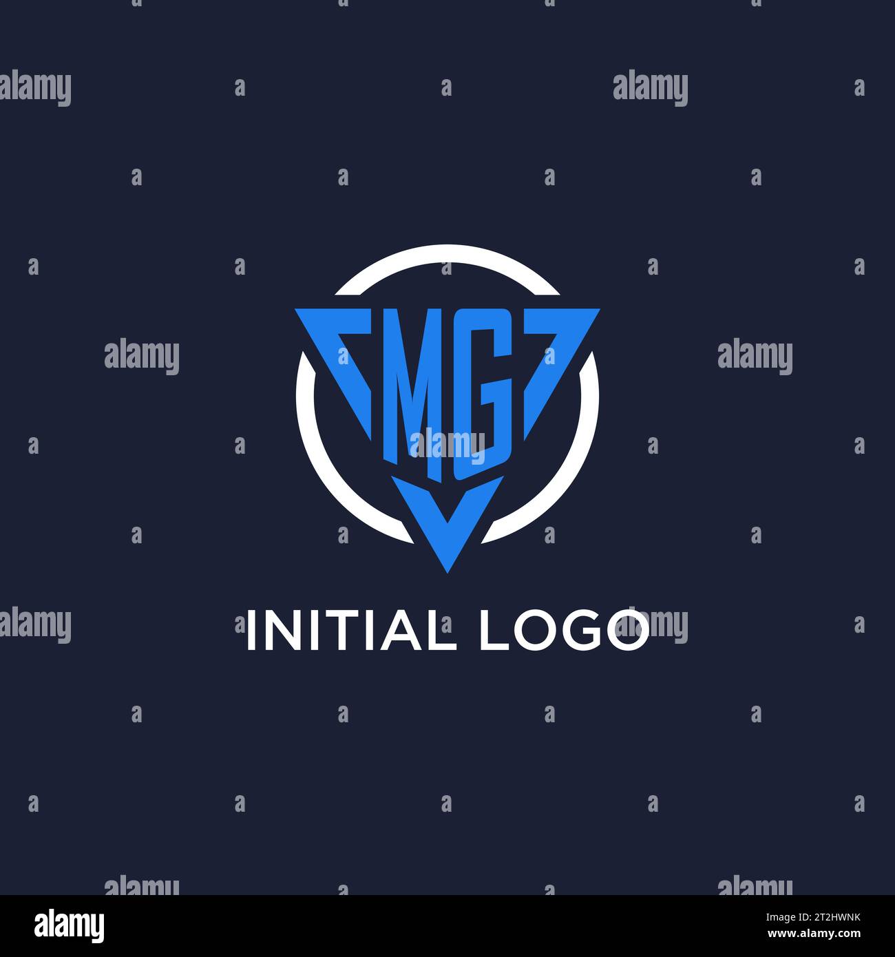 MG monogram logo with triangle shape and circle design vector Stock Vector