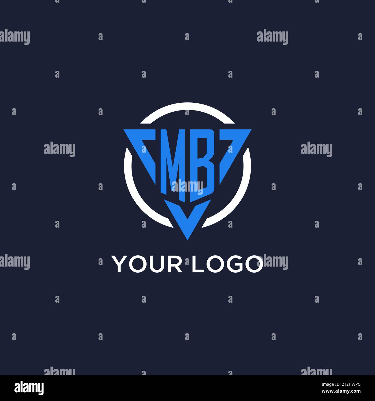 MB monogram logo with triangle shape and circle design vector Stock Vector