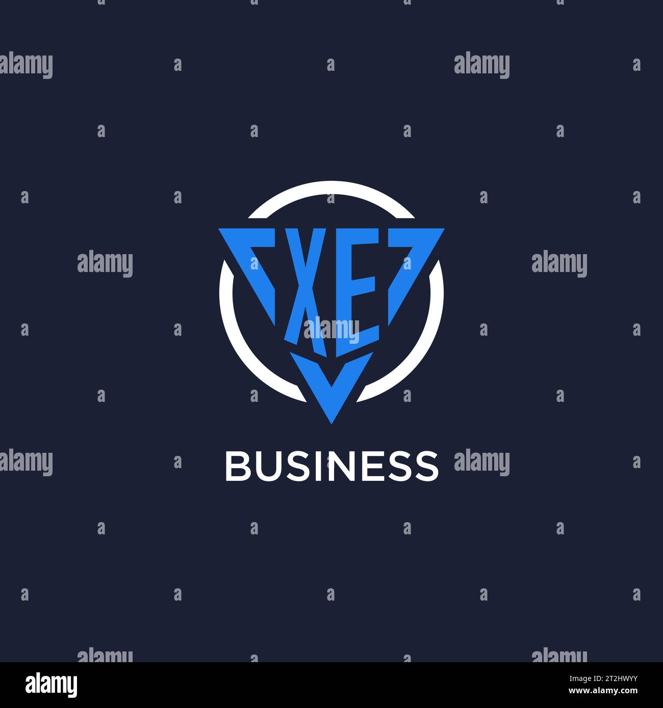 XE monogram logo with triangle shape and circle design vector Stock Vector