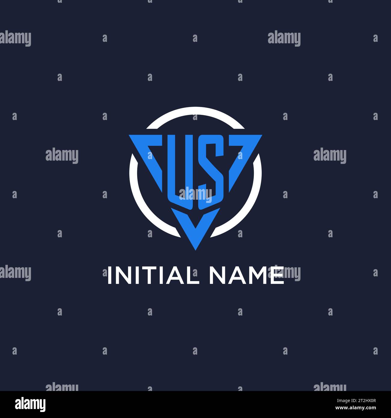 US monogram logo with triangle shape and circle design vector Stock Vector