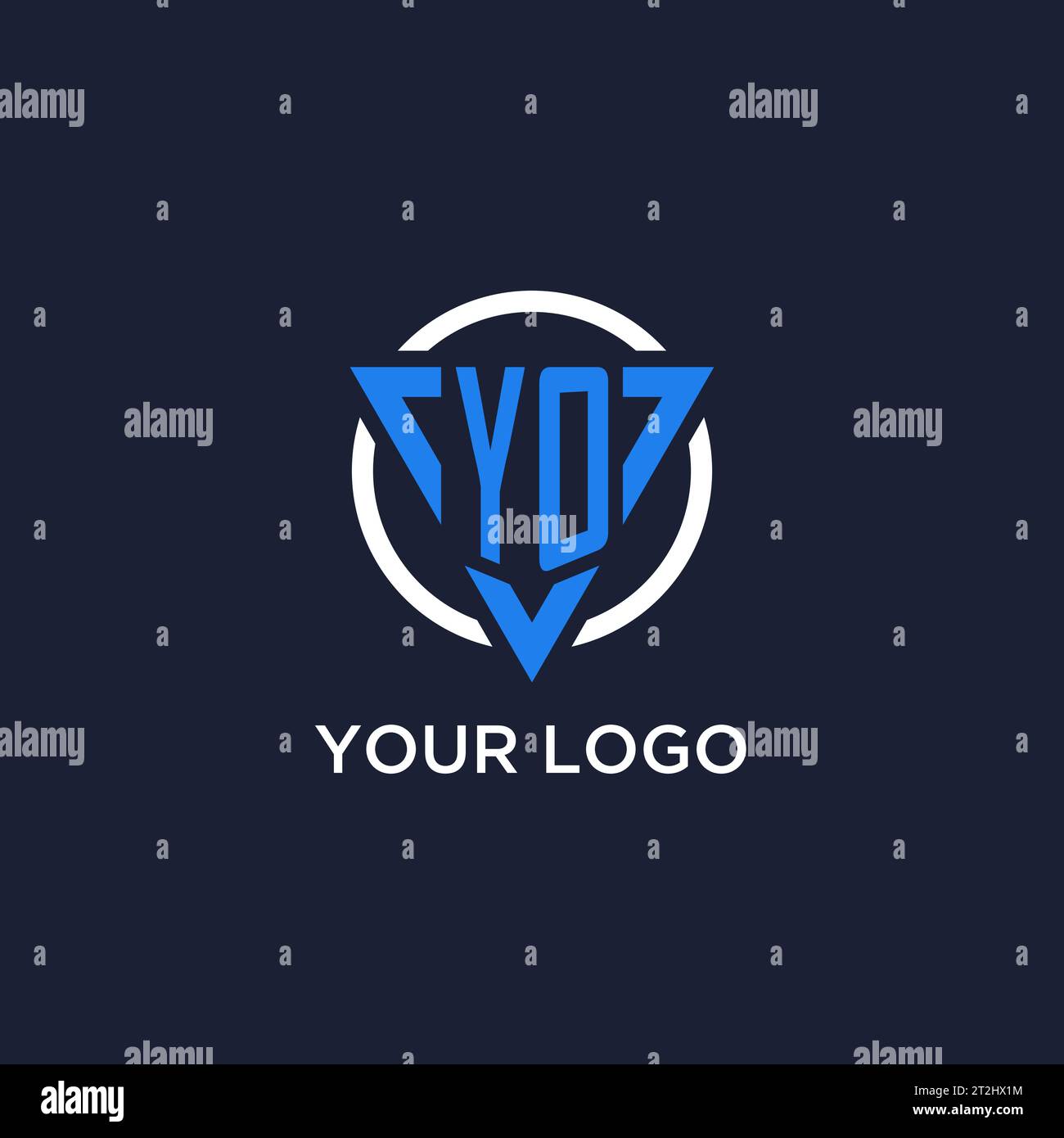 YO monogram logo with triangle shape and circle design vector Stock Vector