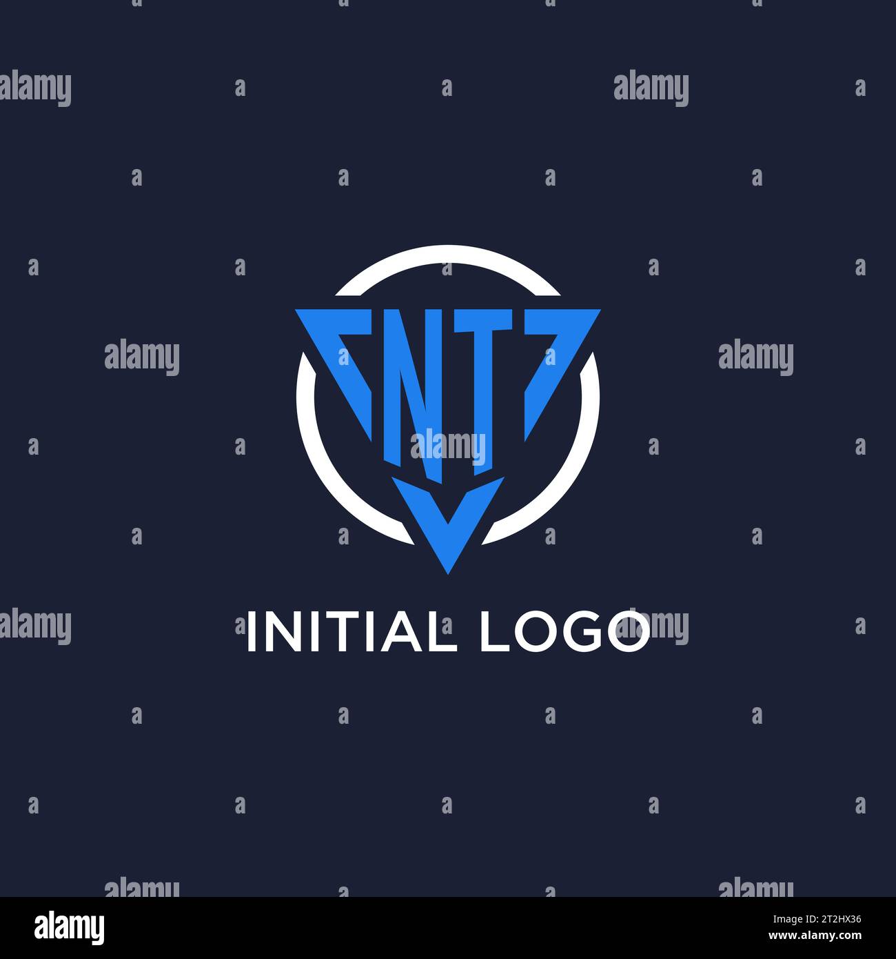 NT monogram logo with triangle shape and circle design vector Stock Vector
