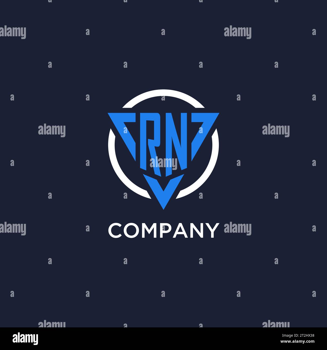 RN monogram logo with triangle shape and circle design vector Stock Vector