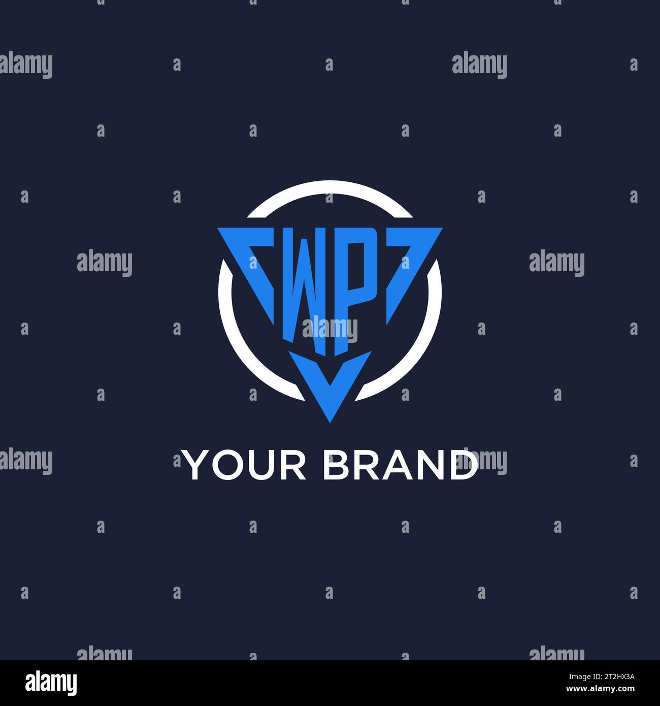 WP monogram logo with triangle shape and circle design vector Stock Vector