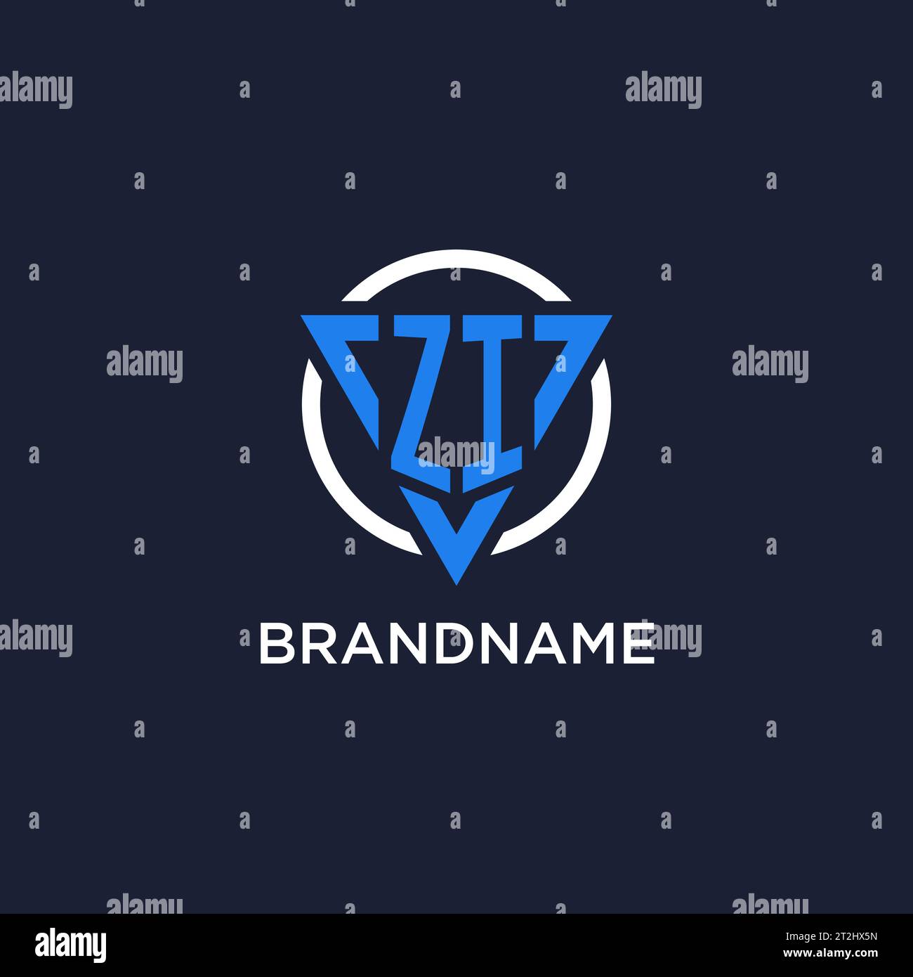 ZI monogram logo with triangle shape and circle design vector Stock Vector