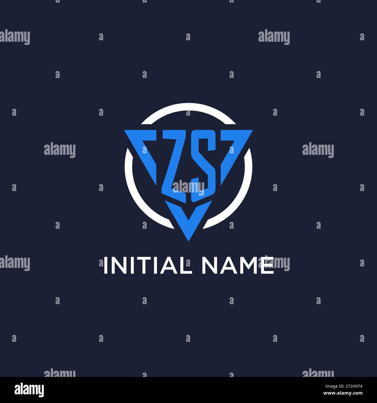 ZS monogram logo with triangle shape and circle design vector Stock Vector