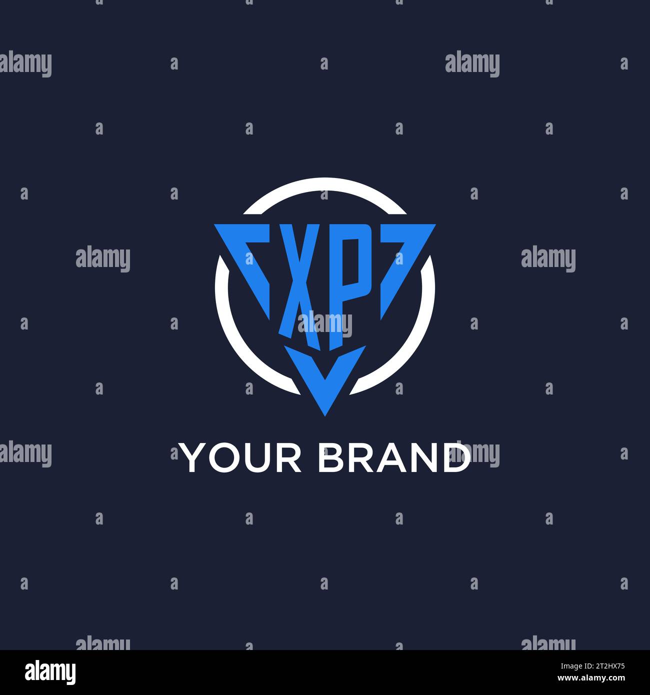 XP monogram logo with triangle shape and circle design vector Stock Vector