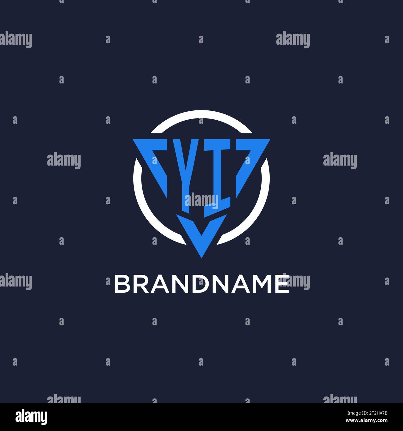 YI monogram logo with triangle shape and circle design vector Stock Vector