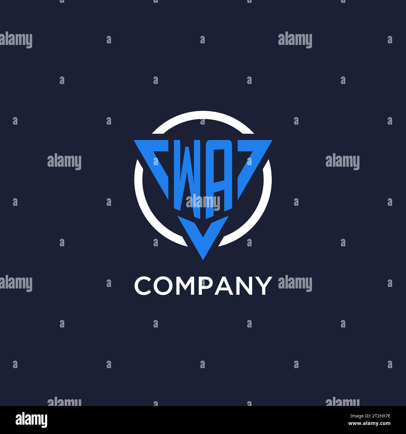 WA monogram logo with triangle shape and circle design vector Stock Vector