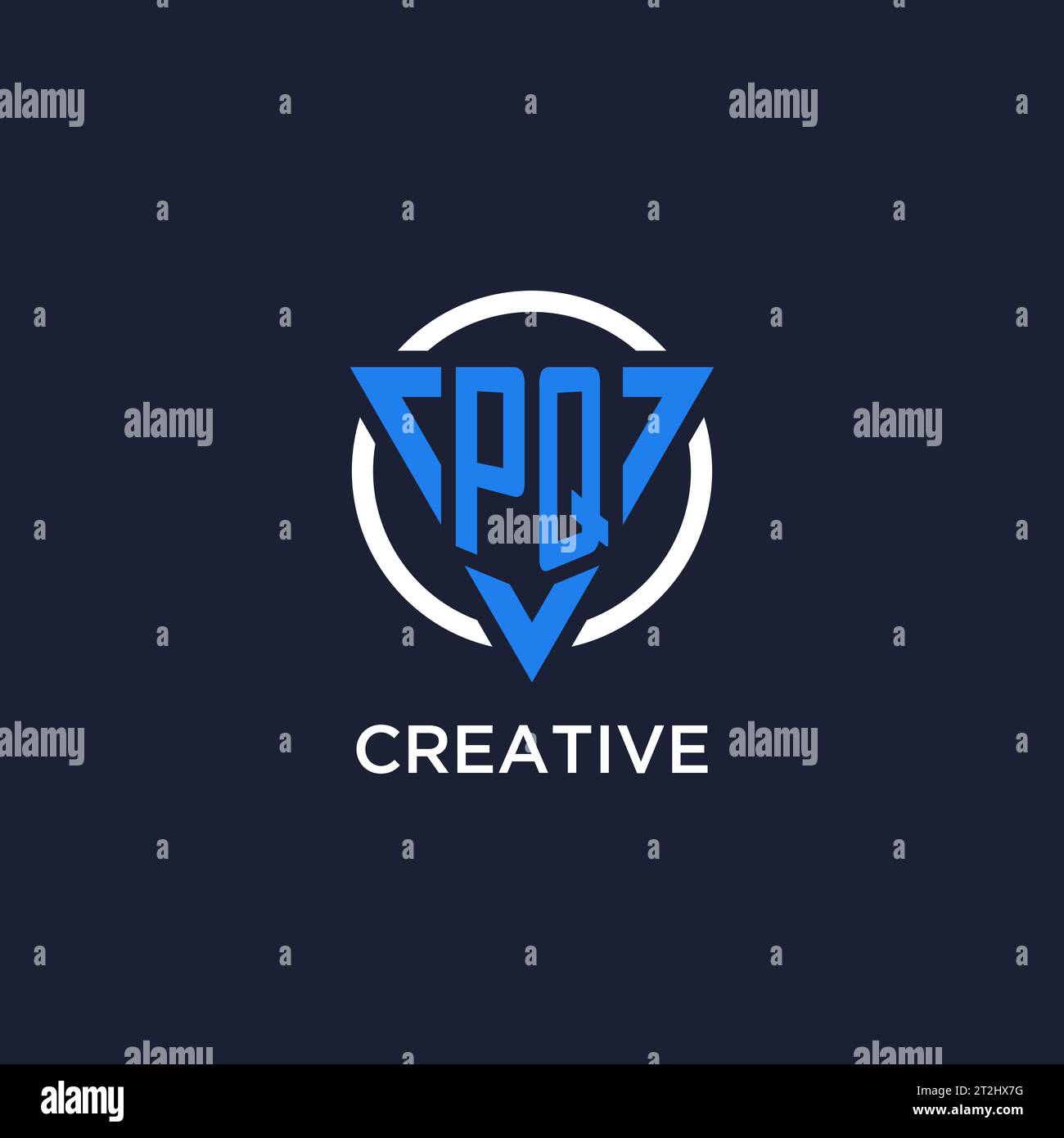 PQ monogram logo with triangle shape and circle design vector Stock Vector