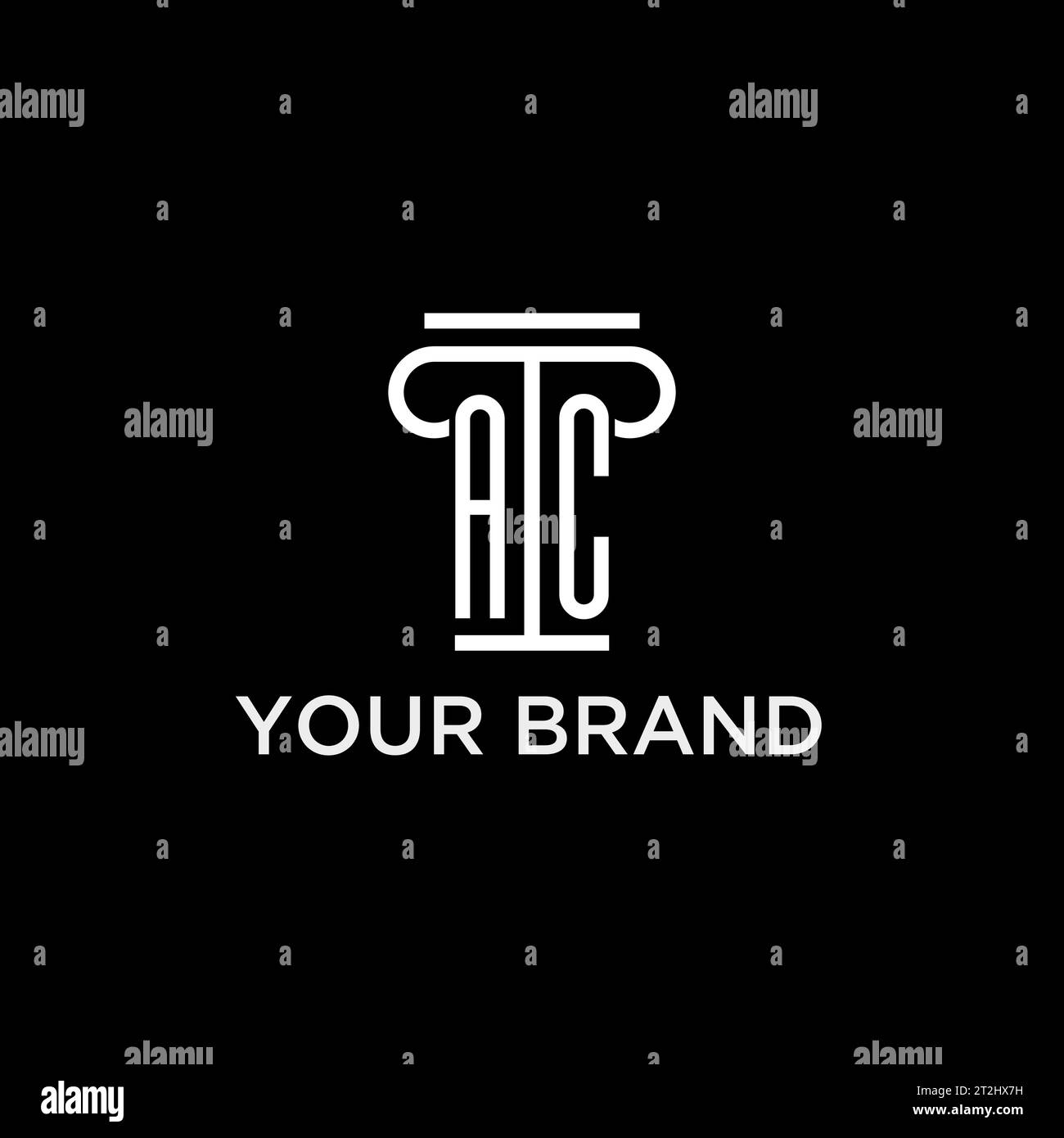 AC monogram initial logo with pillar shape icon design, luxury and ...