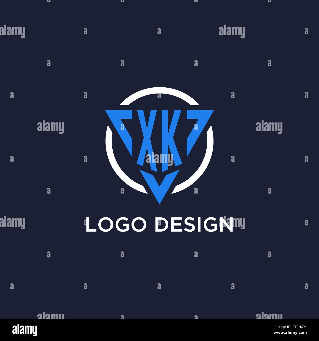 XK monogram logo with triangle shape and circle design vector Stock Vector