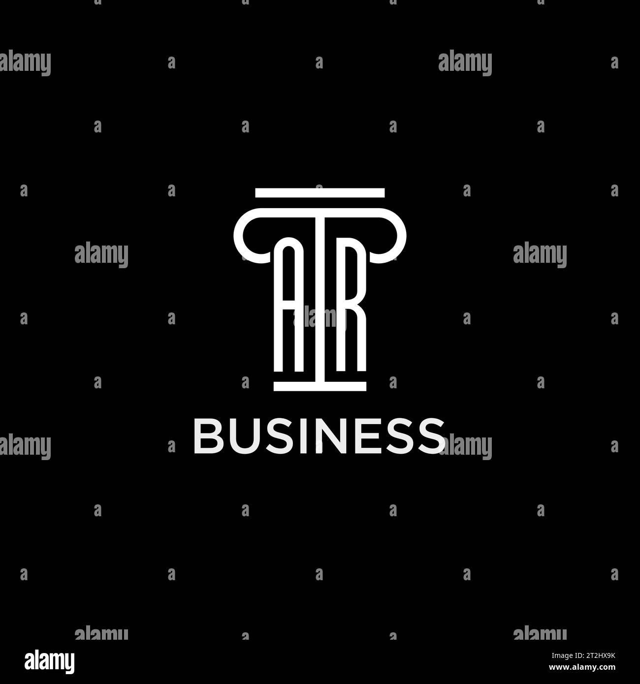 AR monogram initial logo with pillar shape icon design, luxury and elegant law firm logo style Stock Vector