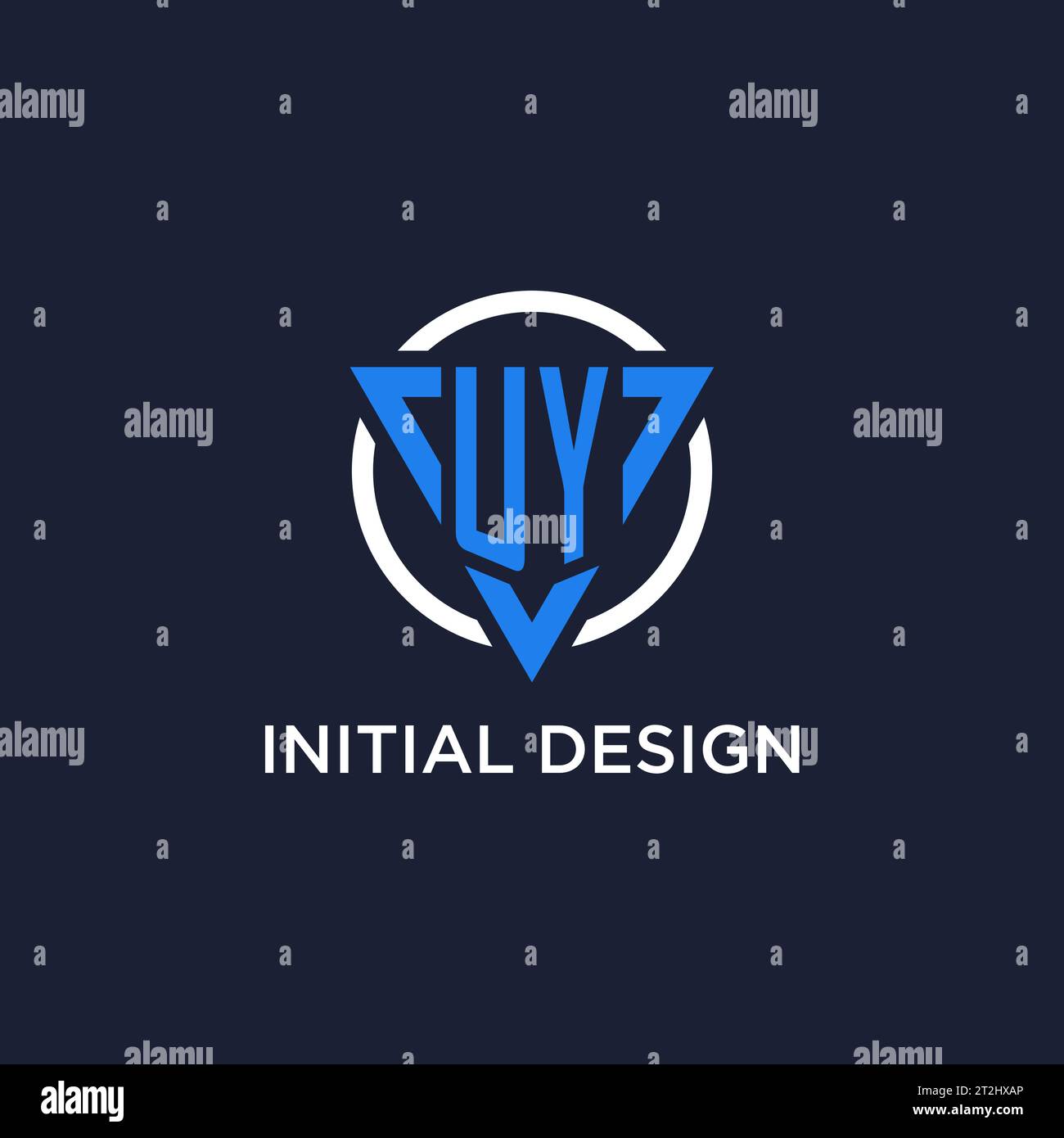UY monogram logo with triangle shape and circle design vector Stock Vector
