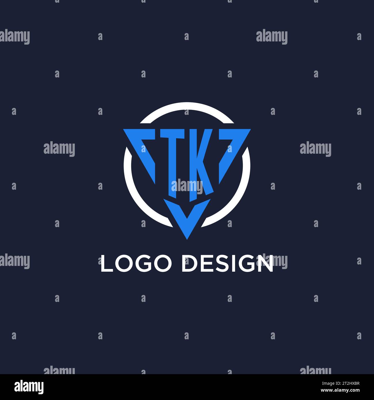 TK monogram logo with triangle shape and circle design vector Stock Vector