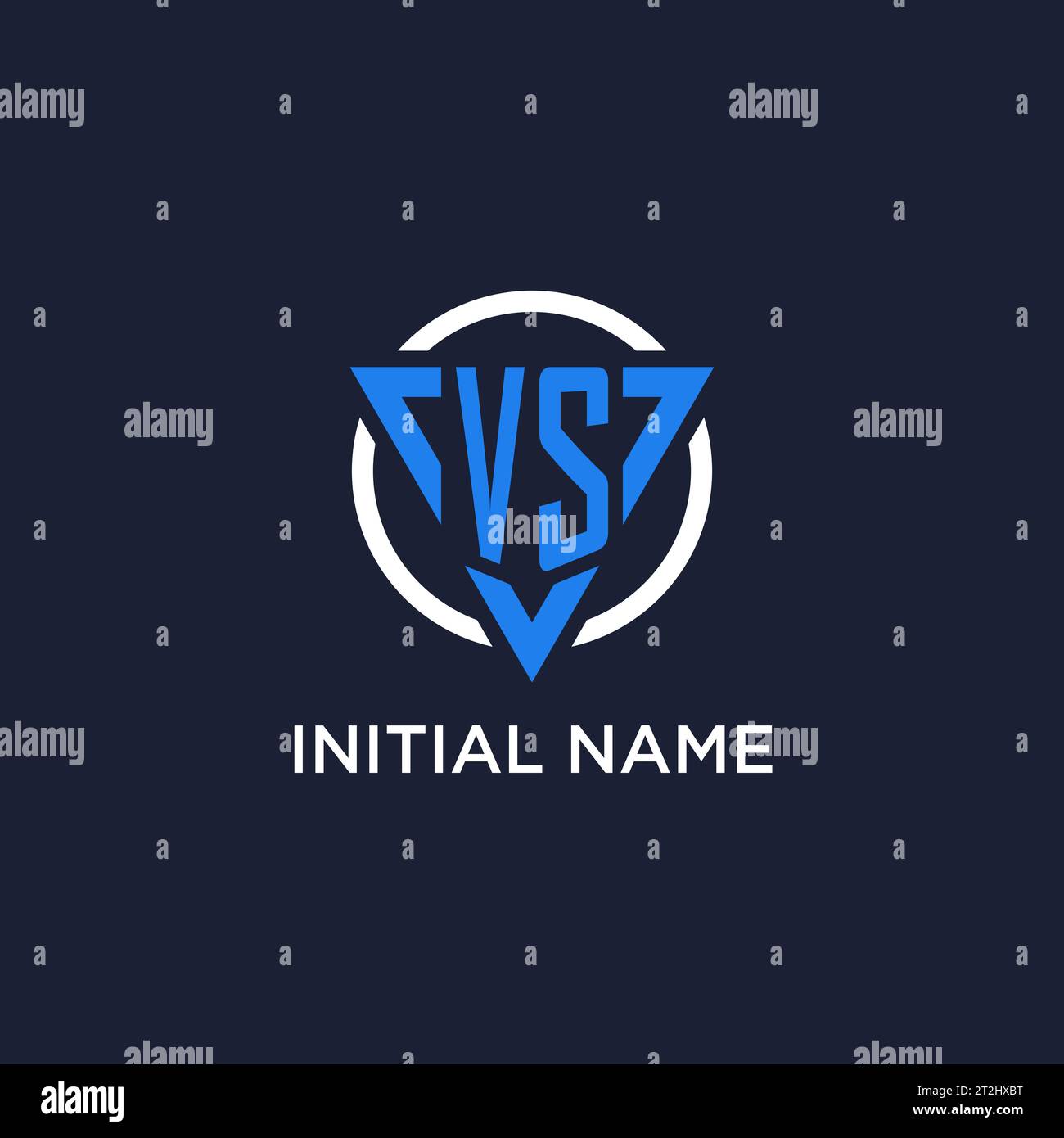 VS monogram logo with triangle shape and circle design vector Stock Vector