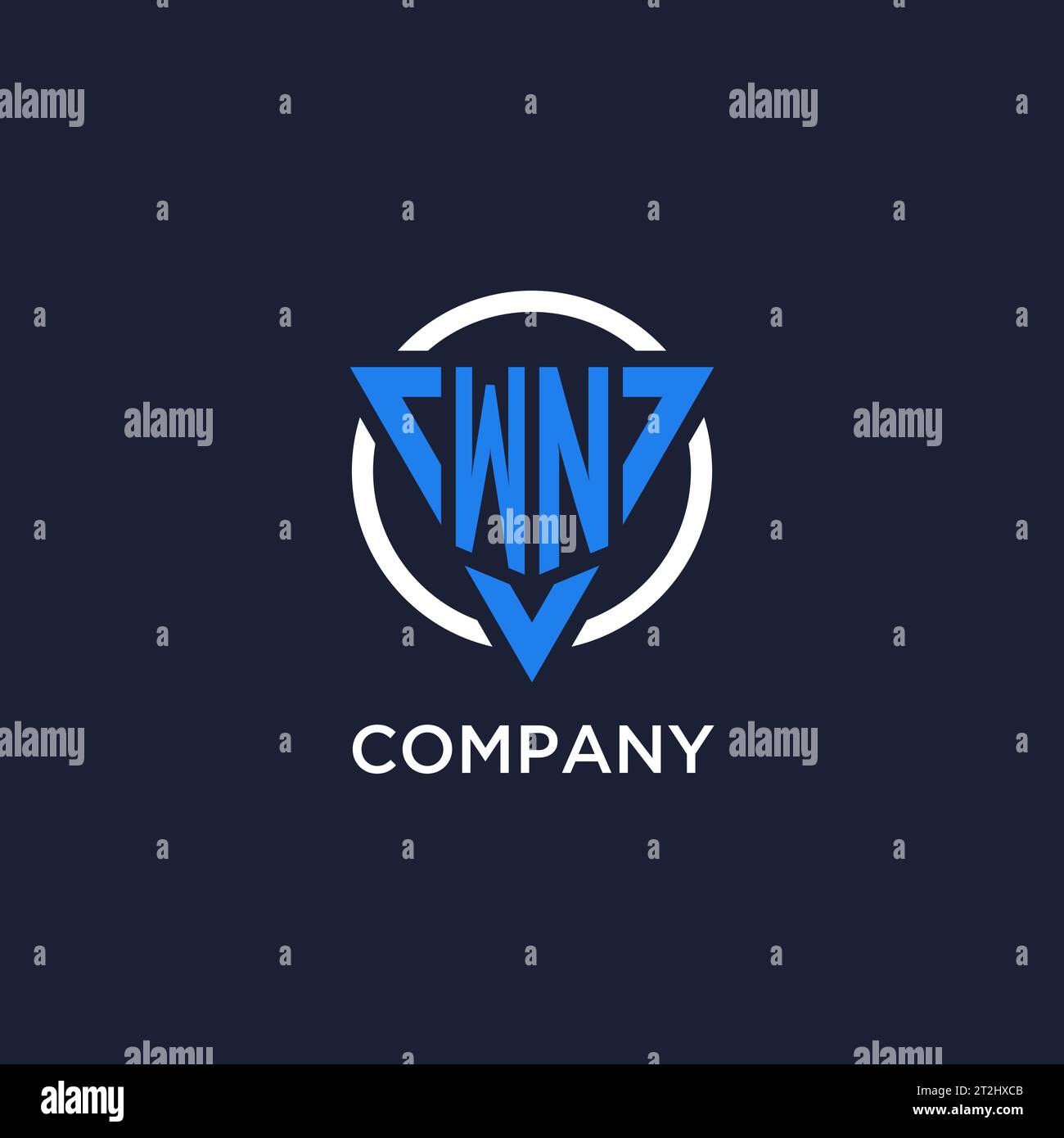 WN monogram logo with triangle shape and circle design vector Stock Vector
