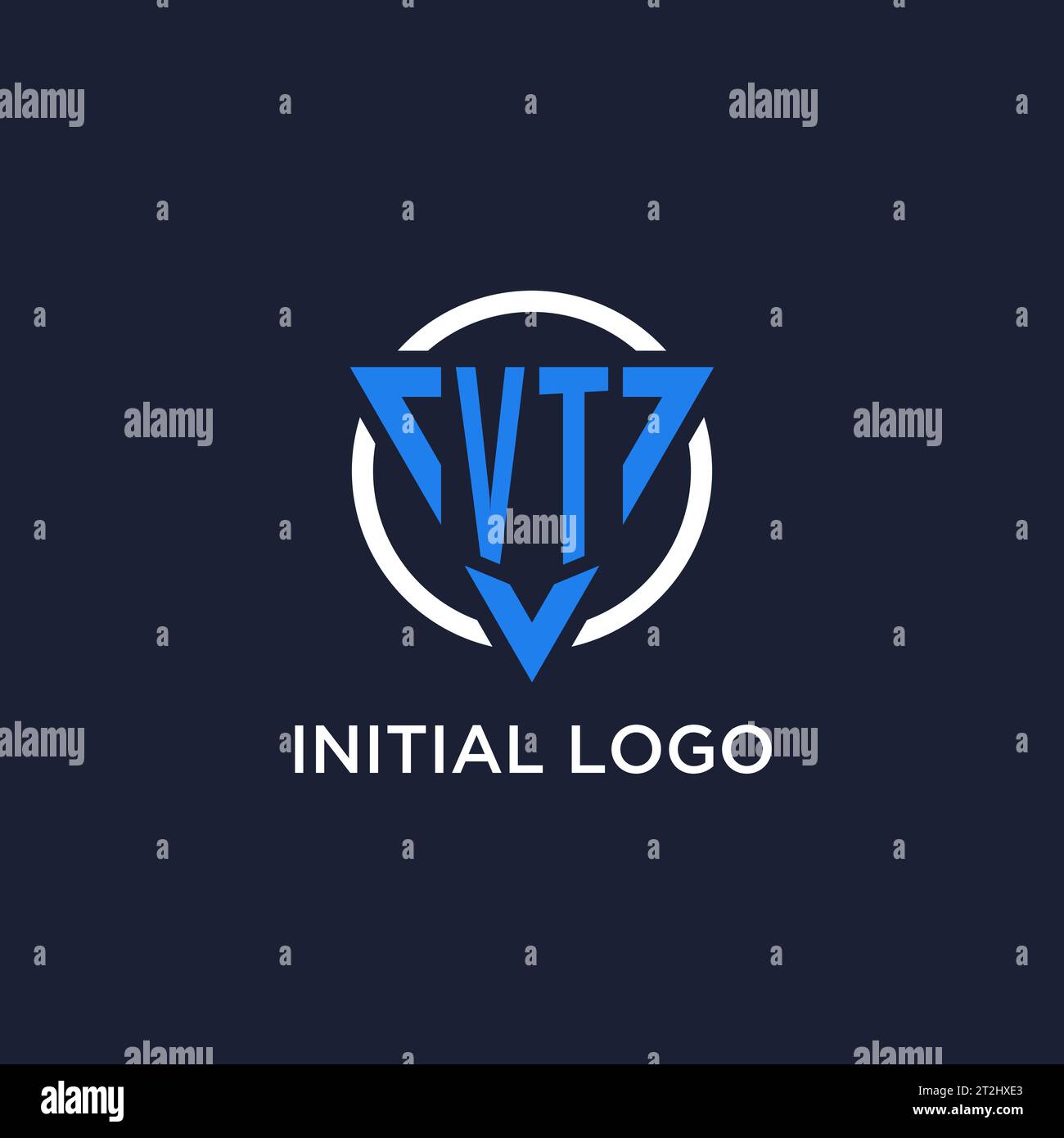 VT monogram logo with triangle shape and circle design vector Stock Vector