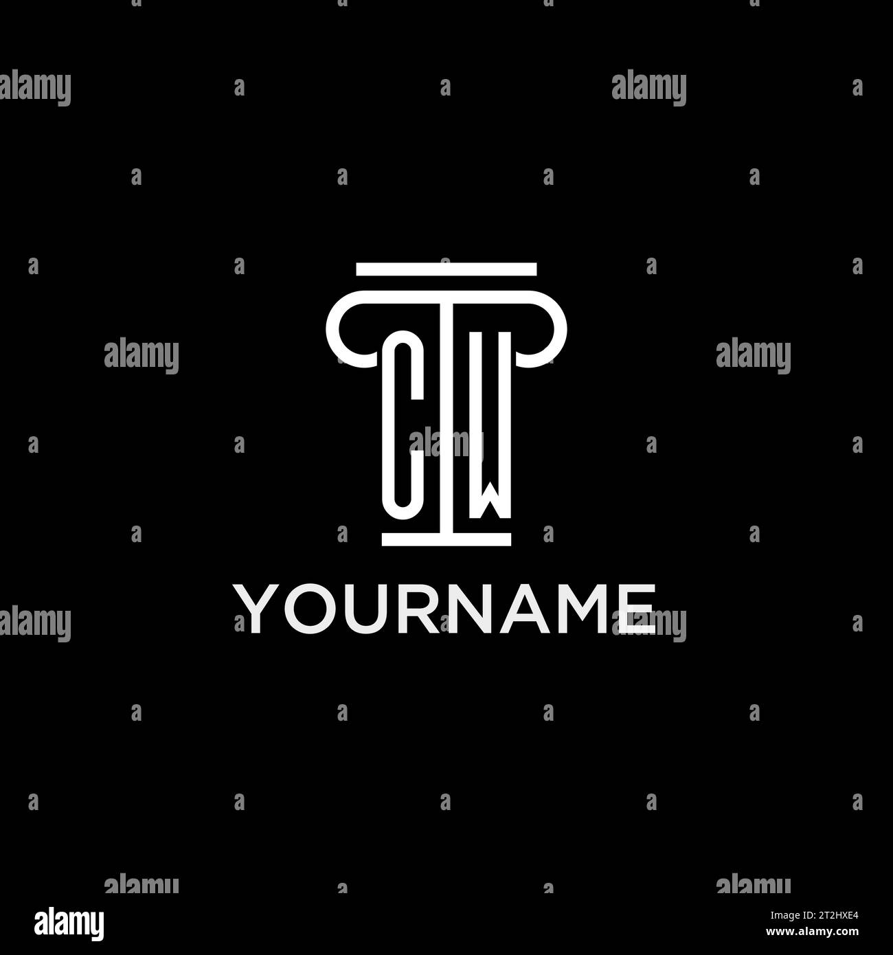 CW monogram initial logo with pillar shape icon design, luxury and ...