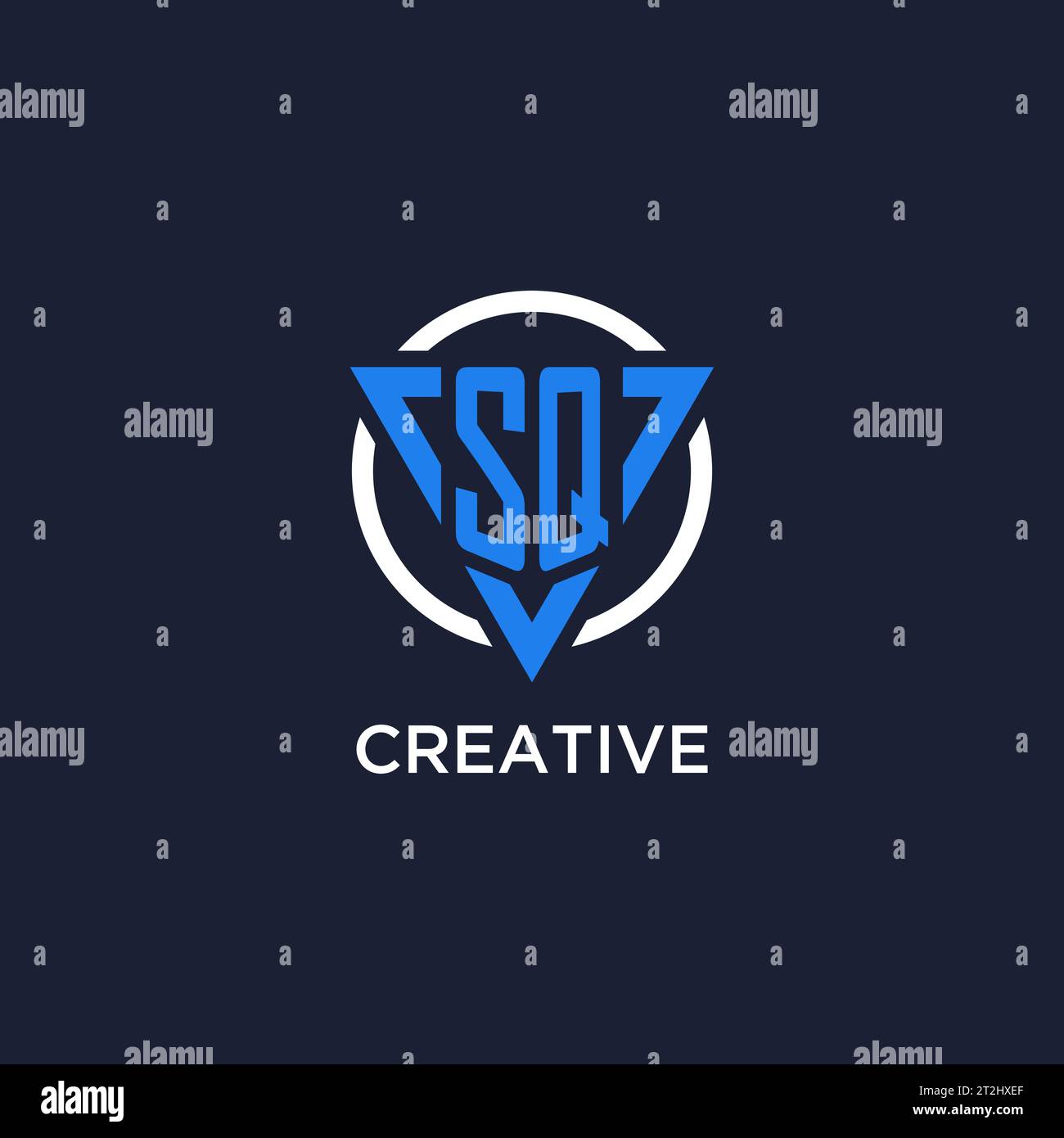 SQ monogram logo with triangle shape and circle design vector Stock Vector