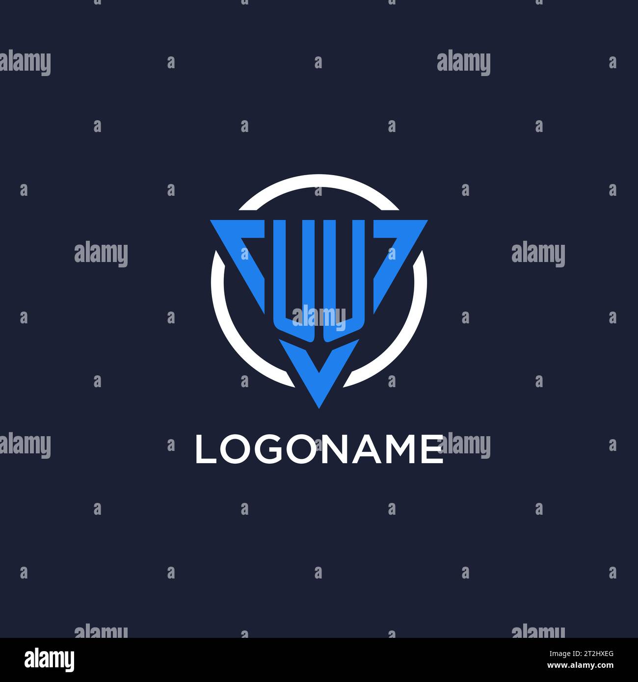 UU monogram logo with triangle shape and circle design vector Stock Vector