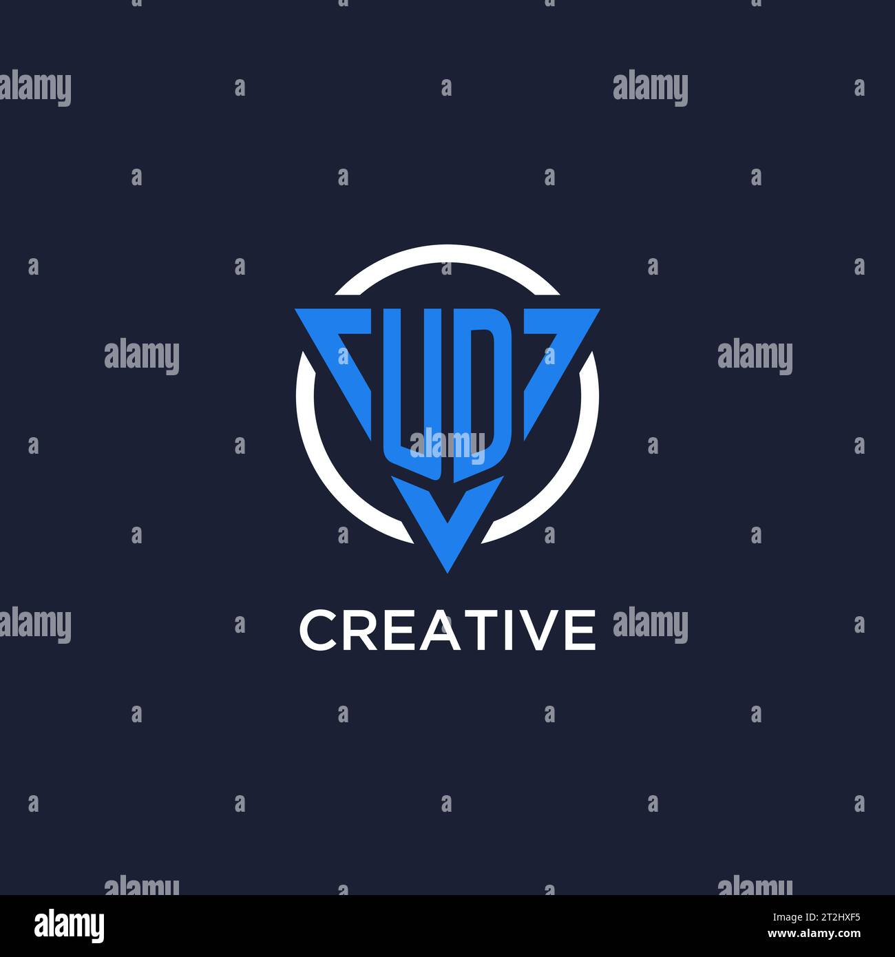 UD monogram logo with triangle shape and circle design vector Stock Vector